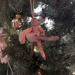 OOAK Upcycled wooden Guitar Player Christmas Ornament